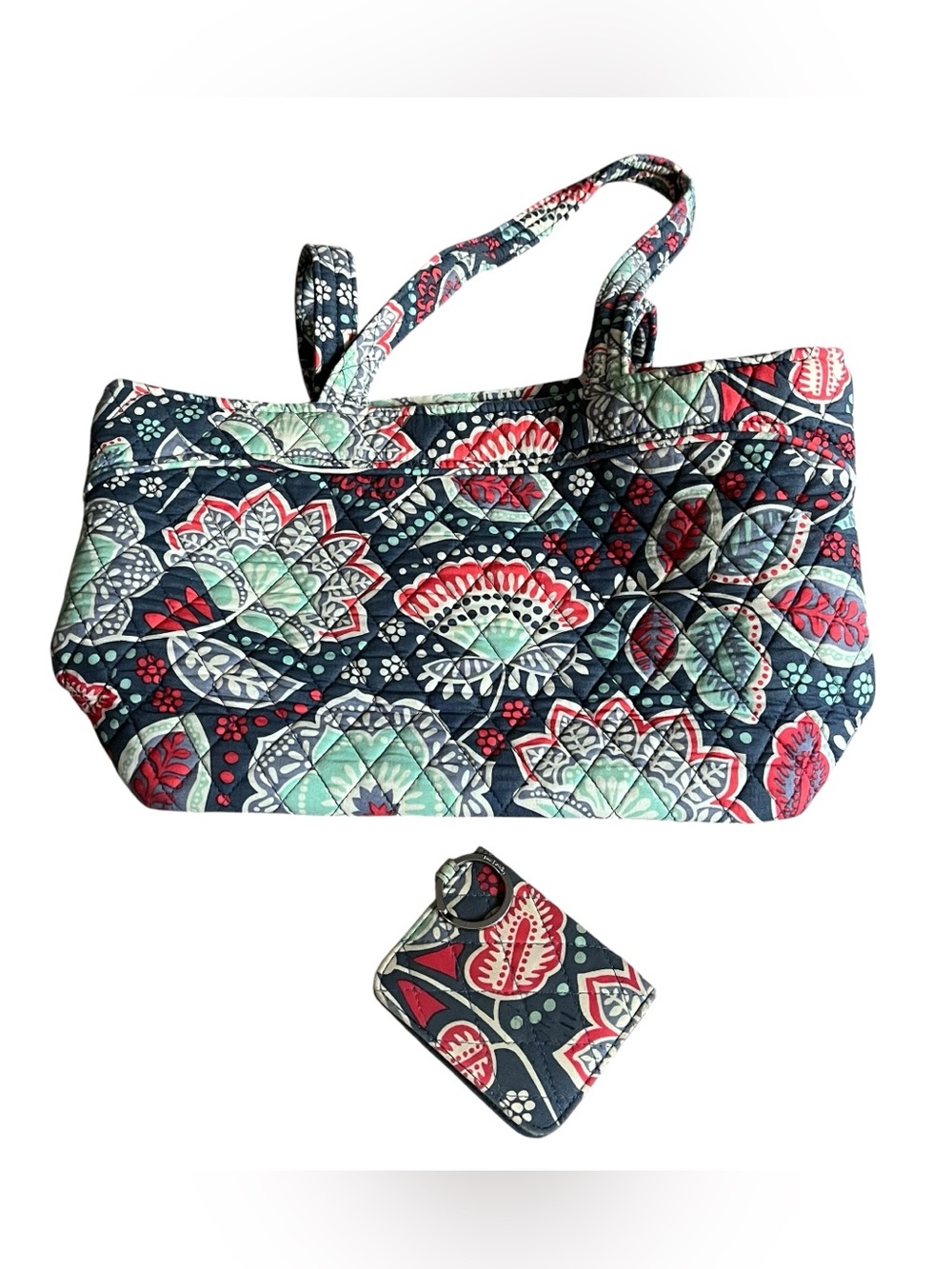 Vera Bradley Large Nomadic Floral Tote Hand Bag W/ ID Wallet Coin Retired Print
